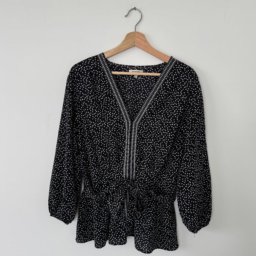 Max Studio Black and White Polka Dot Blouse